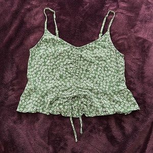 Wild Fable Green and White Flower Print Tank Top